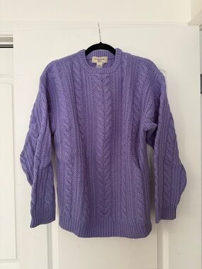 Jennifer Moore Lavender Cable-Knit Crewneck Sweater